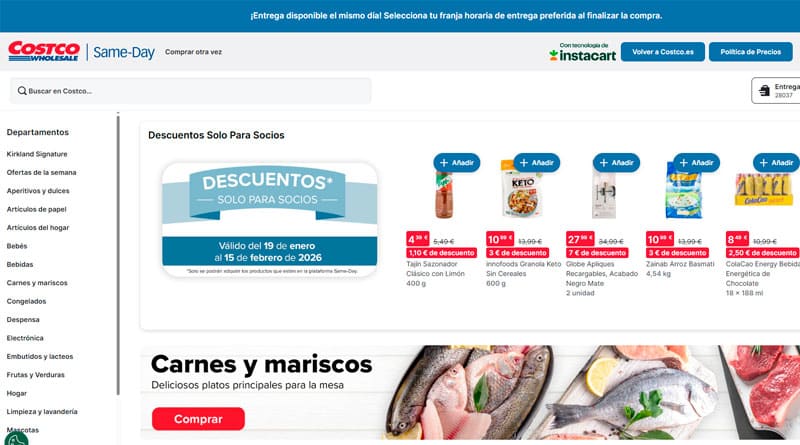 Costco lanza su ecommerce en España, con entregas en el mismo día